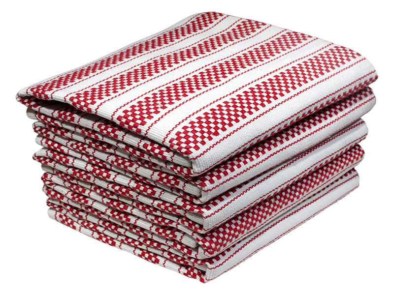 Bunty's Kitchen Towel - Design 2585 - 048x065cms - (05 Pc Pack) - Stripes - Racing Red