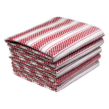 Bunty's Kitchen Towel - Design 2585 - 048x065cms - (05 Pc Pack) - Stripes - Racing Red