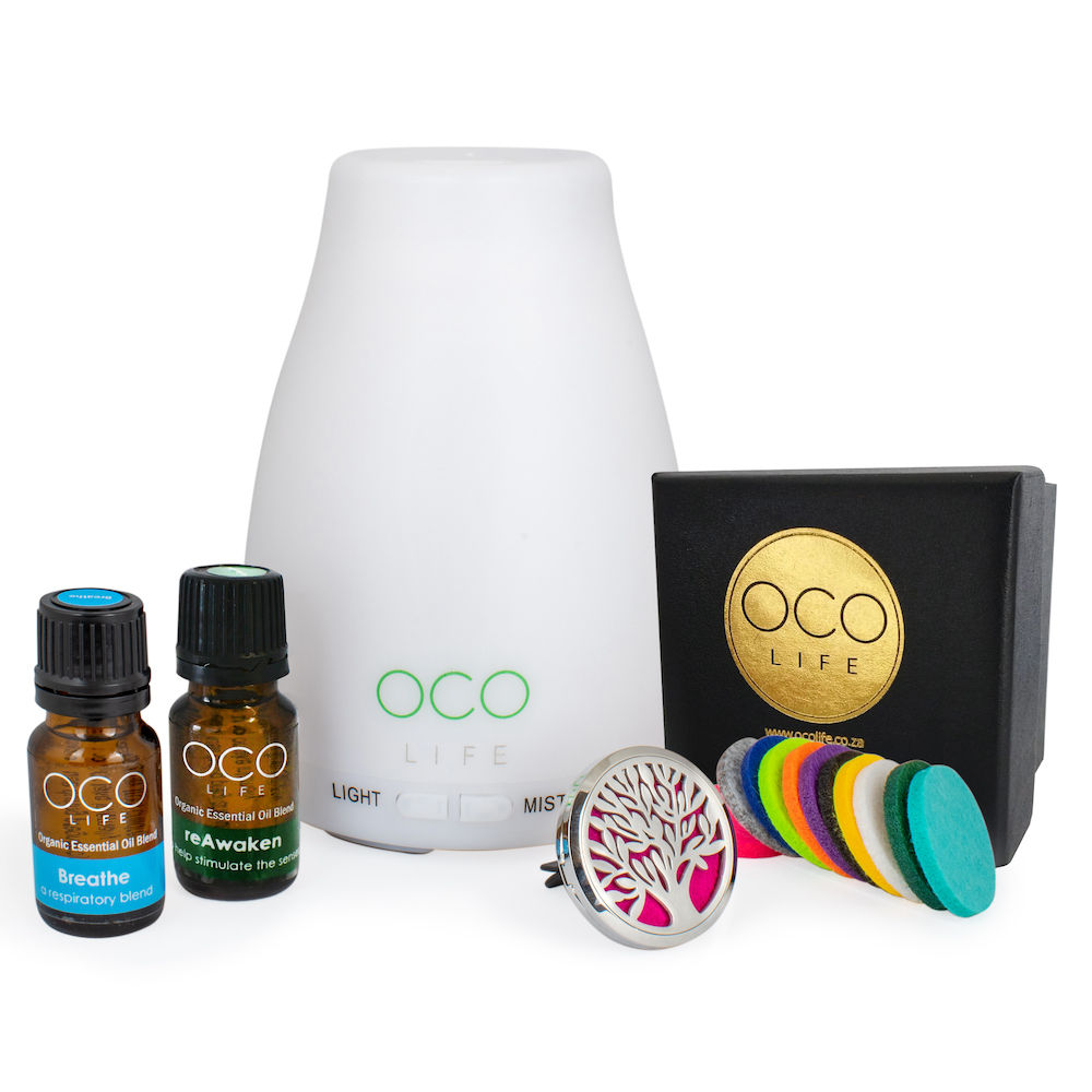 OCO Life Ultrasonic Diffuser 120ml with a Car Vent with 2 Oil Blends