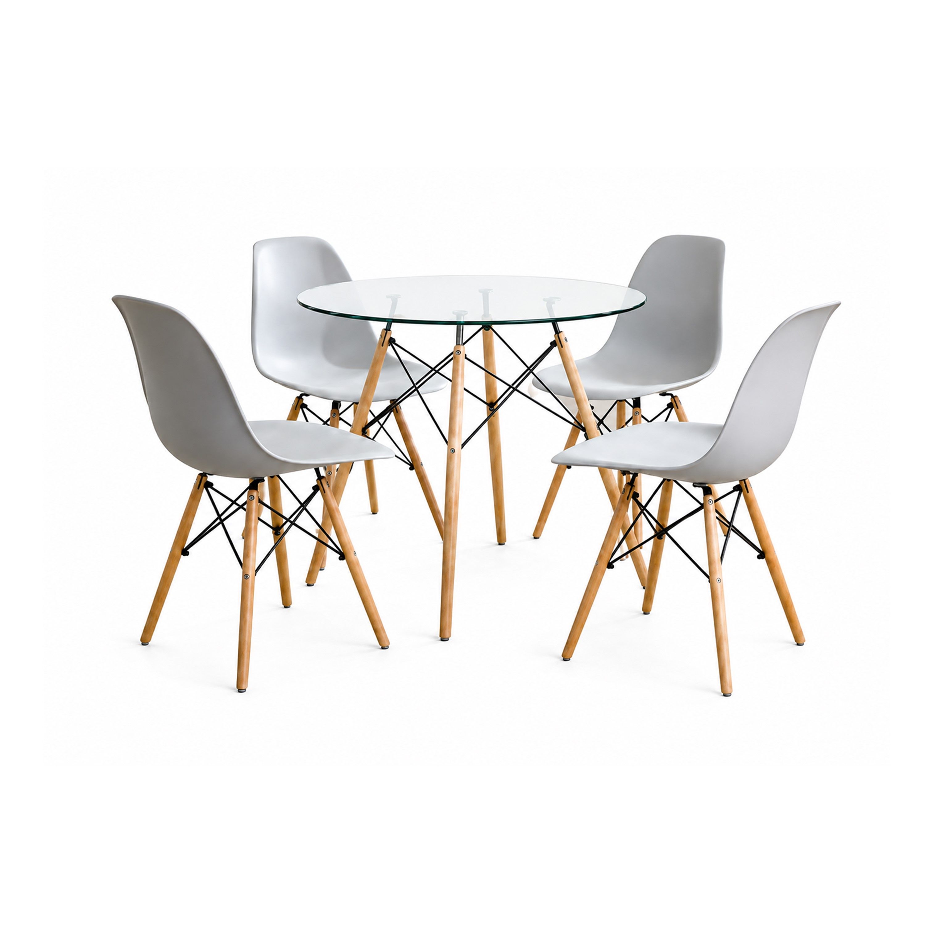 Madiega Furniture - Round Retro Table & Chair Set (Grey)