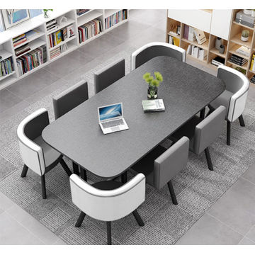 Nordic Style (MDF) Dining Table Set 9PC  (GRAY&WHITE)