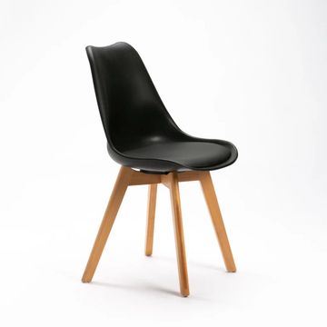 ELIA Wooden Leg Dining Chair – Black Modern Comfortable Dining Chair