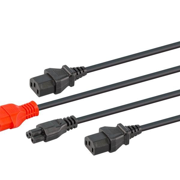 4M Multi-Headed Partially Dedicated Slimline 3-Pin Power Cable - 2X Iec And 1X Clover