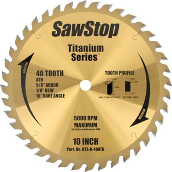 SAWSTOP 40T COMBINATION SAW BLADE TITANIUM SERIES