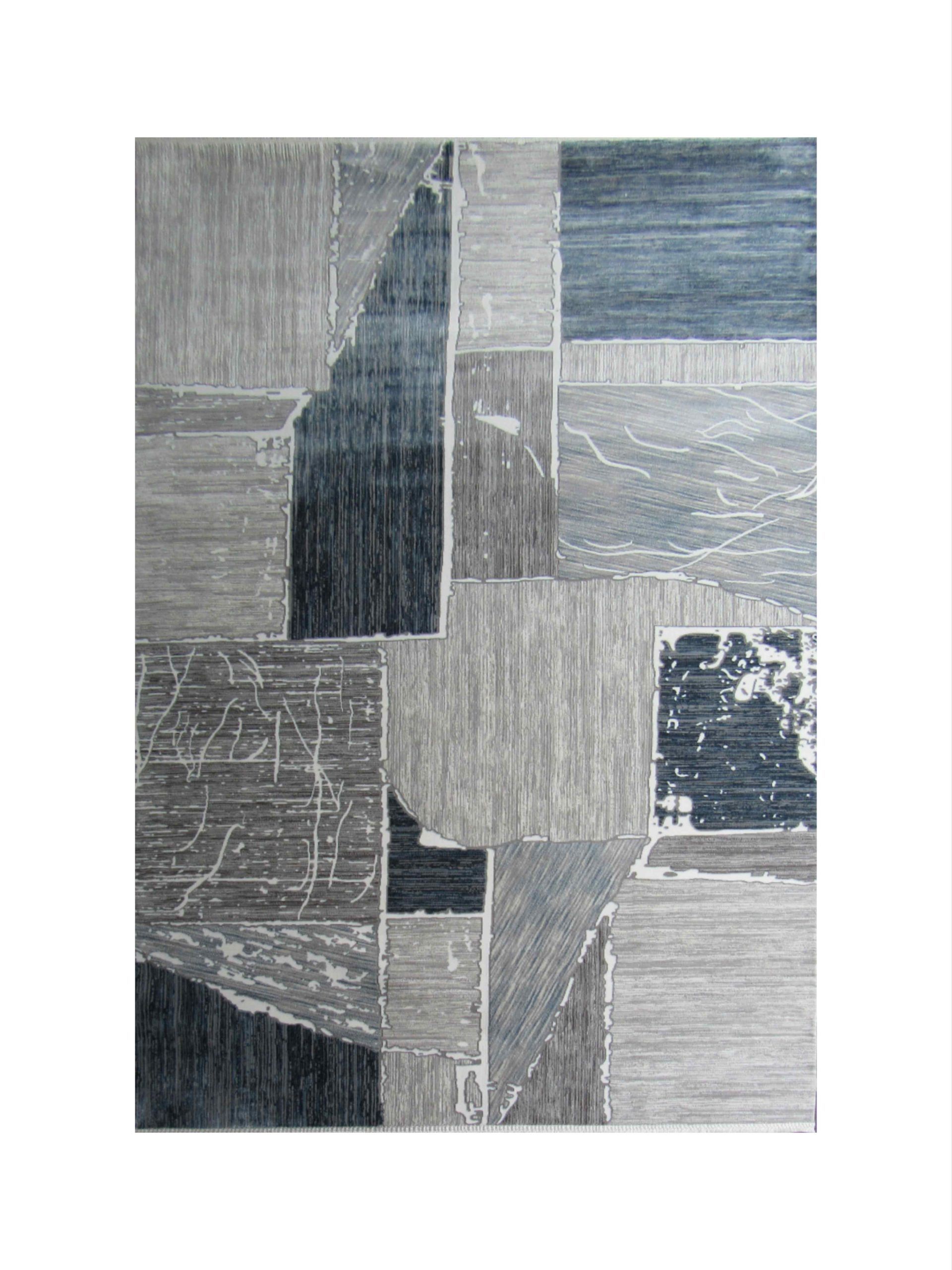 BK Carpets & Rugs -  Modern Contemporary  Area Rug –  2m x 2,9m - Grey, Blue & White