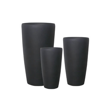 Pots ul/weight Tall Set3 Cyl Fluted coal black