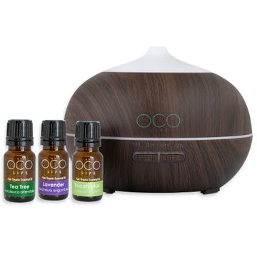 OCO Life Ultrasonic Diffuser 400mls and Home Essential Kit 3 Oils (DW)