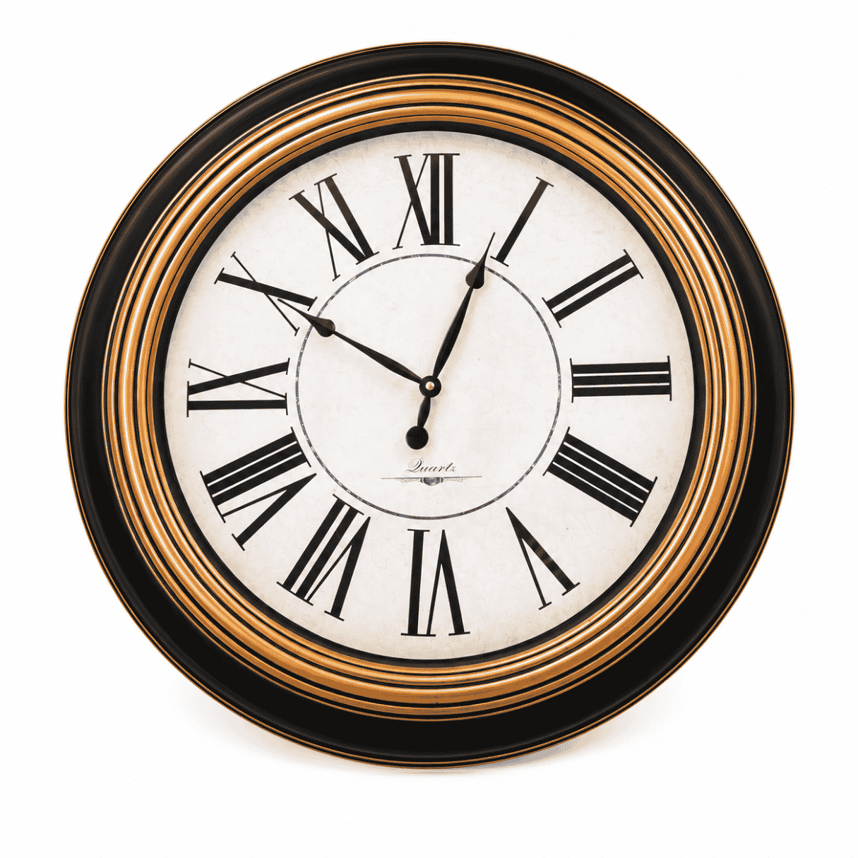 Vintage Roman Numeral Wall Clock – Black & Gold Finish