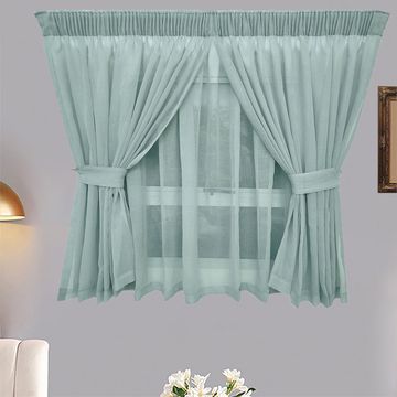 Matoc Designs Curtain -Café Double Layer -Mystic Voile -Dusty Green -Taped - 300cm W x 120cm H
