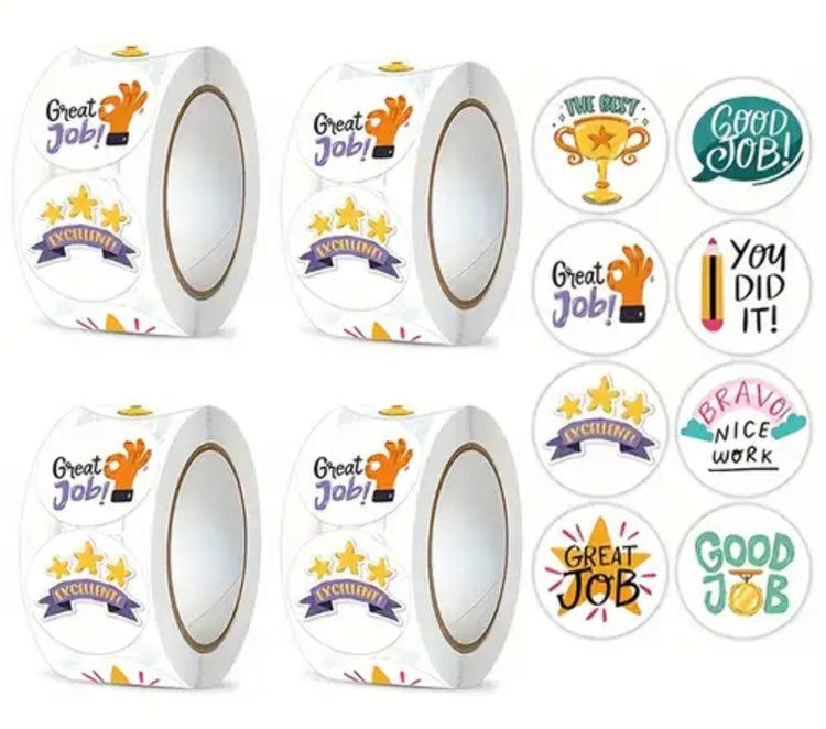 Teacher Stickers - Trophy - 500 per roll