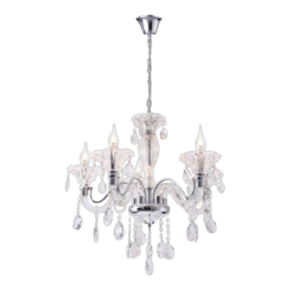 Polished Chrome Chandelier with Crystals