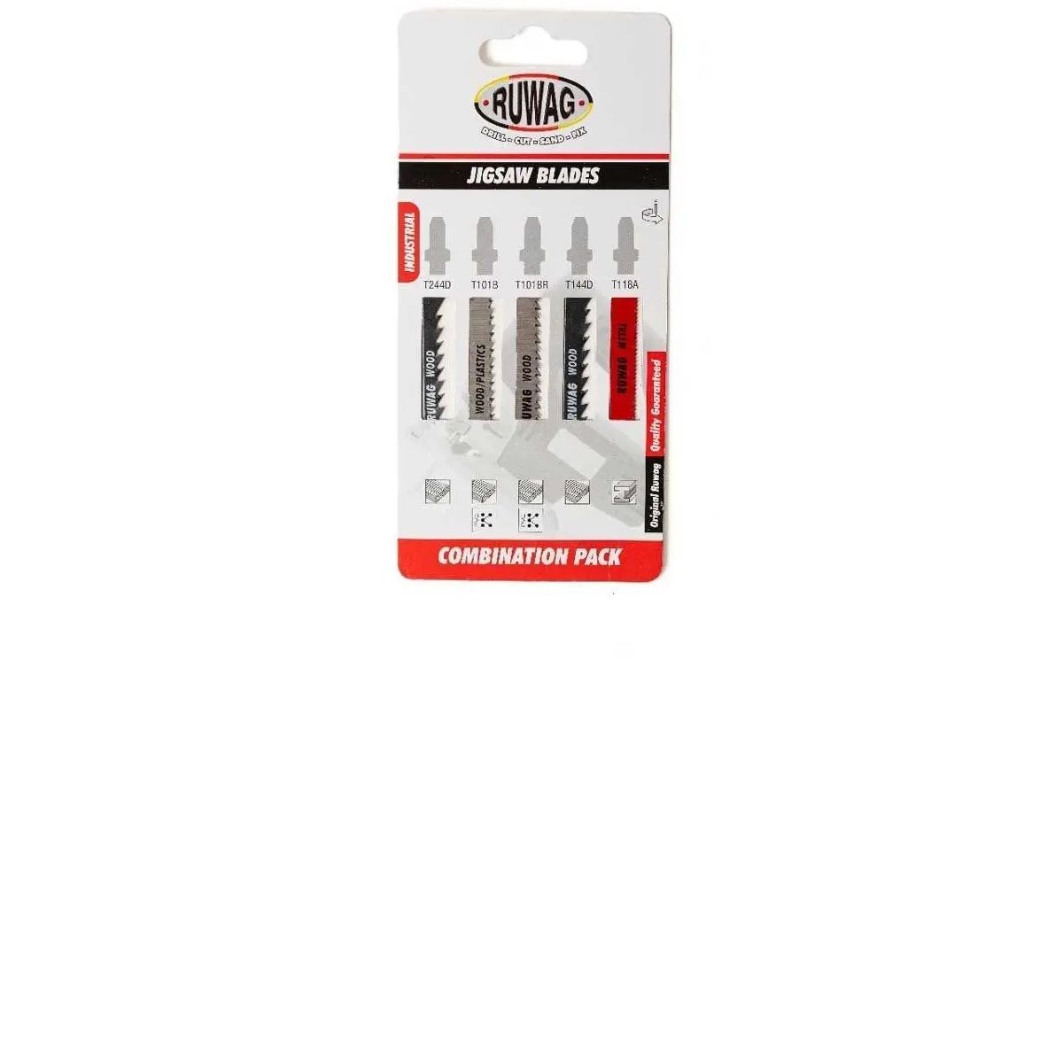 Jigsaw Blades, Ruwag, Combination Pack, T-Shank, 5 Pieces(3 pack) BY WOODLY