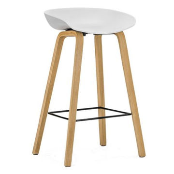 Modern Armless Bar Stool - White