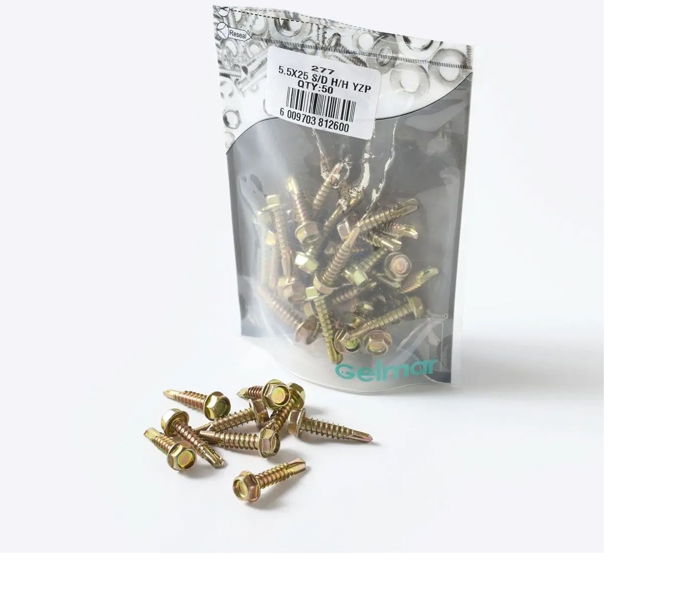 Tek Screw, Self Drilling, 5.5mm x 25mm, Yellow Zinc Passivate, 50 Pieces (4 pack) BY WOODLY