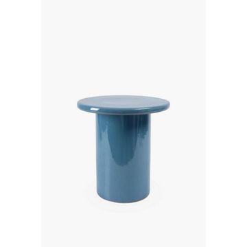 SKY CERAMIC SIDE TABLE Glossy Blue Modern Drum Design