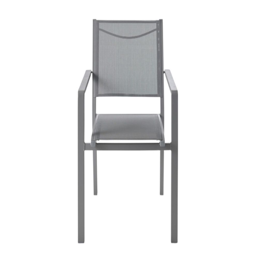 Home And Beyond Good Home Moorea Stackable Outdoor Armchair Grey Metal and Textilene