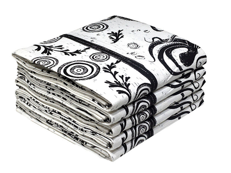Multipurpose, Easy Fit, Absorbent Kitchen Towel - Design 2178 - 052x070cms - (05 Pc Pack) - Octopus