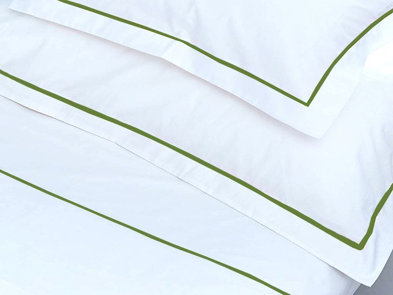 Rey's Fine Linen - Egyptian Collection - Oxford Satin Stitch Pillow Cover-Olive Green-Euro Continental (06 Set)