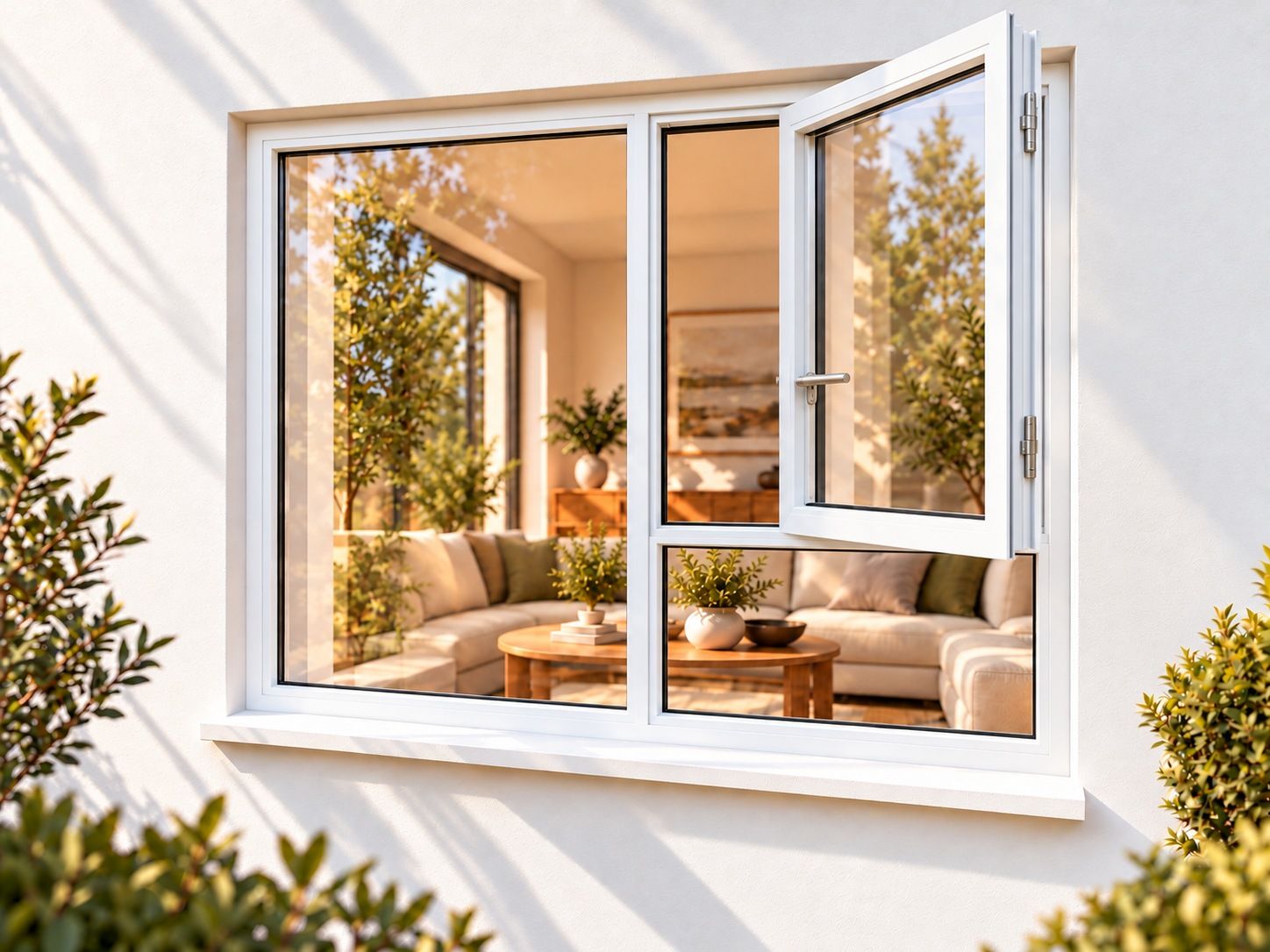 Kenzo Premium Side-Hung Aluminium Window - White, 1200 1500 mm, Right Side Opener with Fixed Bottom Pane