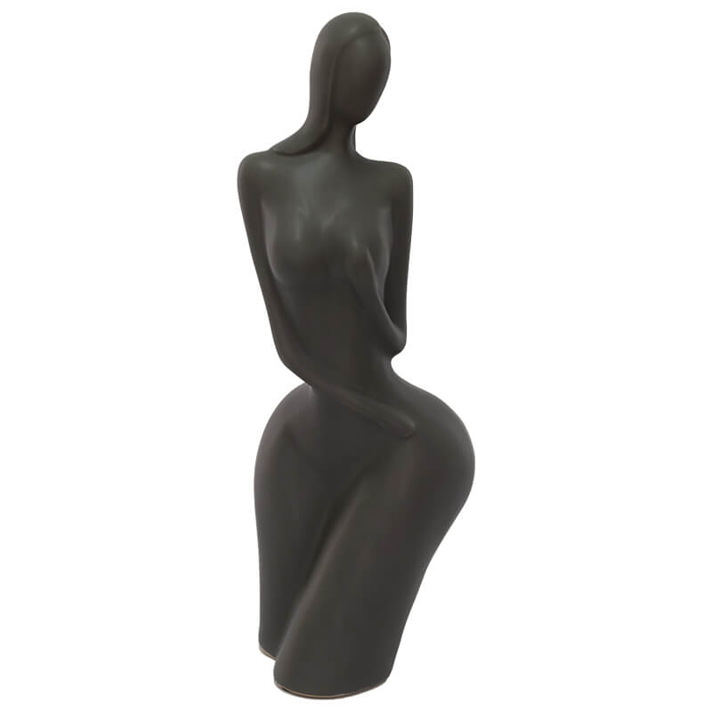 Modern Black Abstract Woman Sculpture 37cm