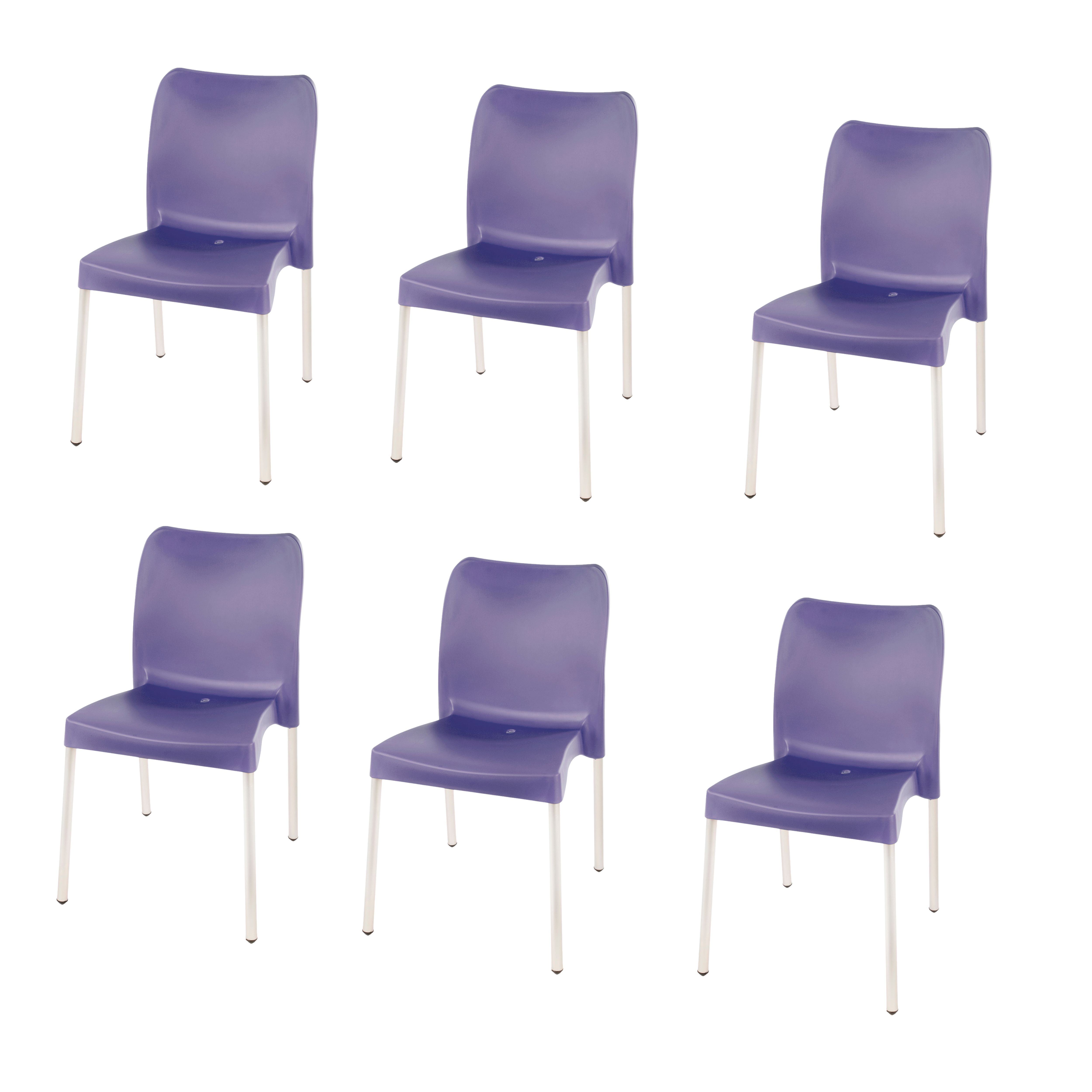Florence Heavy  Duty Plastic Bistro Chair / Patio Chair / Garden Chair / Stackable - NO ARMRESTS - LAVENDER  - Set of 6