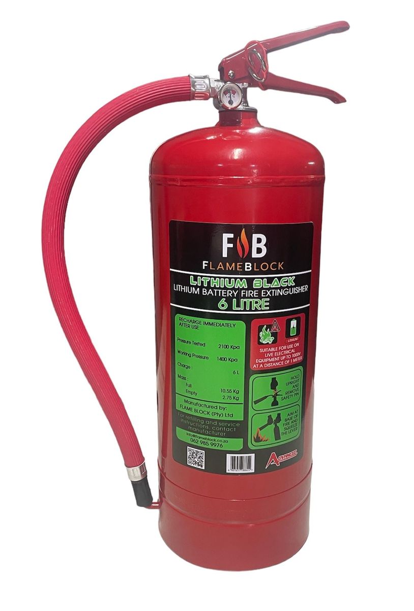 FlameBlock Lithium Battery Fire Extinguisher - 6 Litre