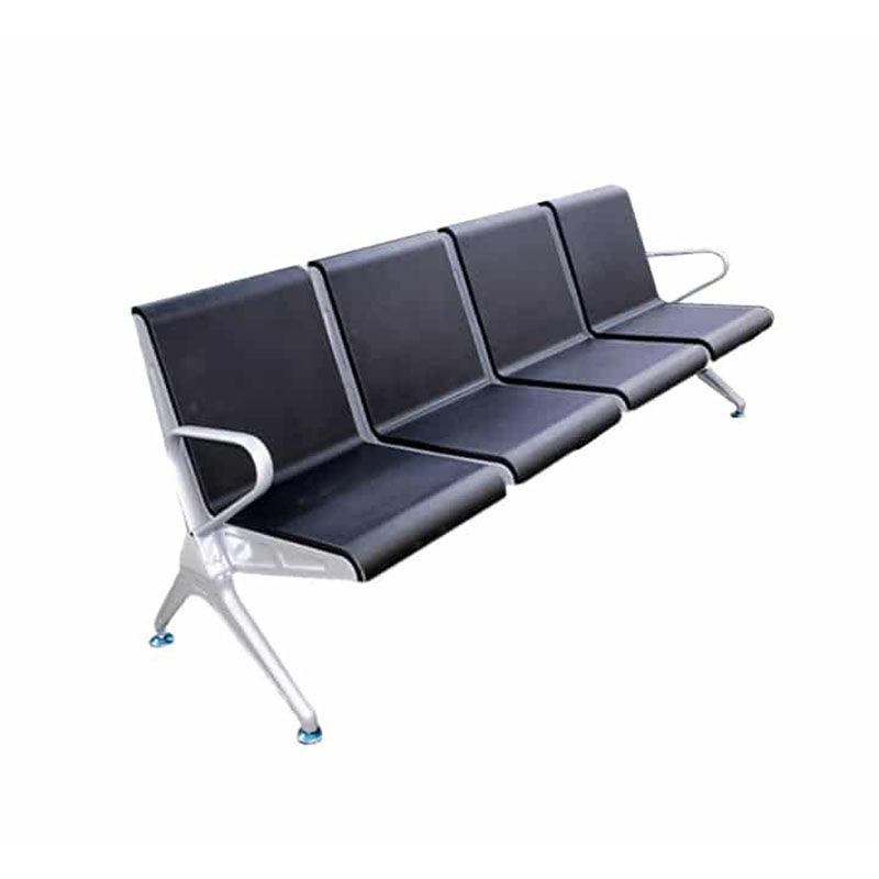 Vividitto - 4 Seater Black Plastic Coated Waiting Area Bench