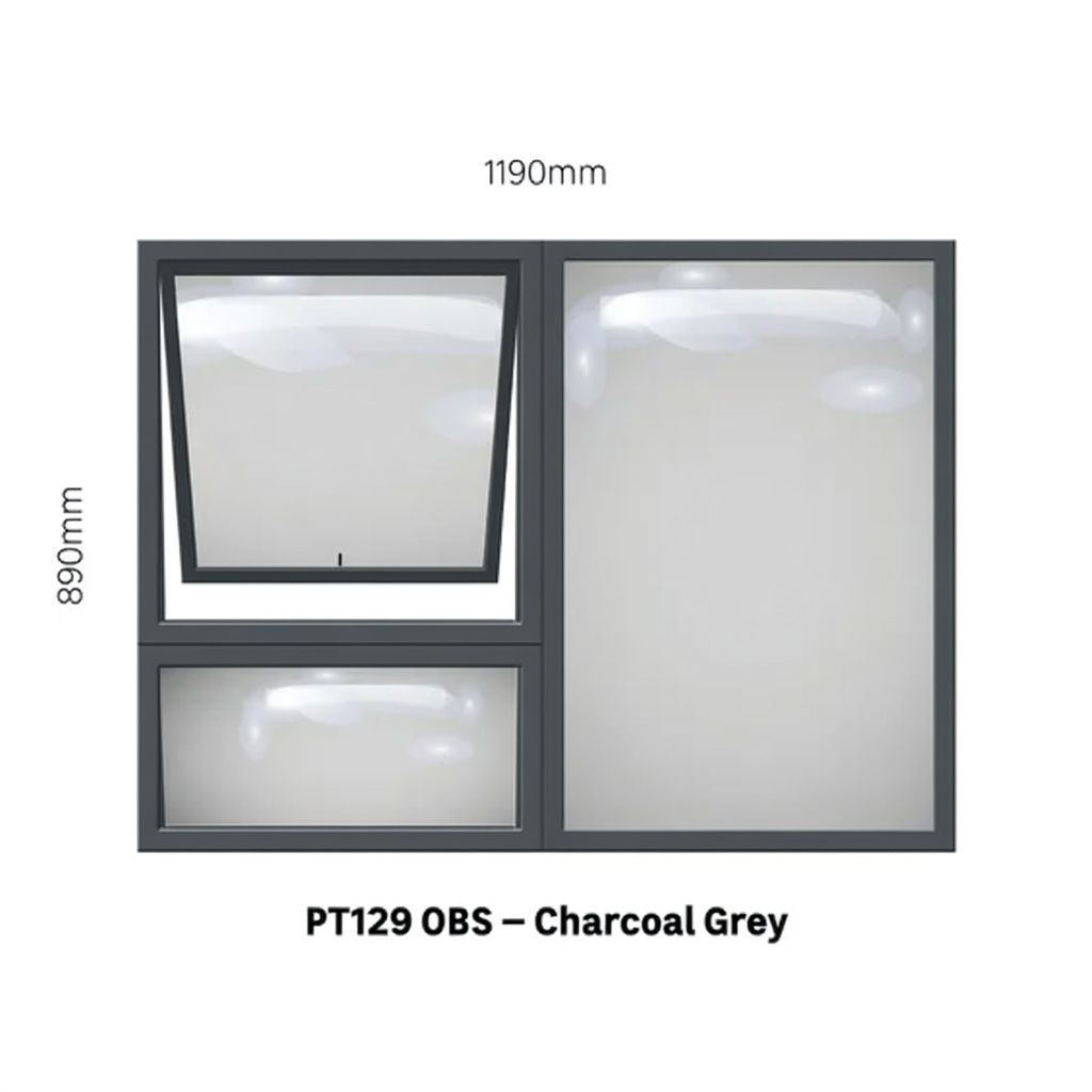 TOP HUNG ALUMINIUM WINDOW – CHARCOAL 1190 x 890mm 1 Opening Vent