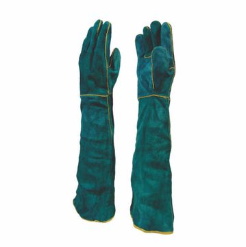 GREEN LEATHER LINED WELDERS GLOVES 40CM SHOULDER LENGTH