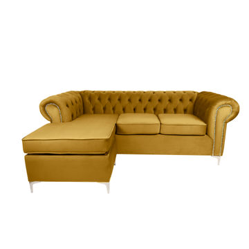 Odel Chesterfield 3 Seater Couch - Golden Brown