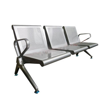 Vividitto - 3 Seater Matte Silver Waiting Area Bench