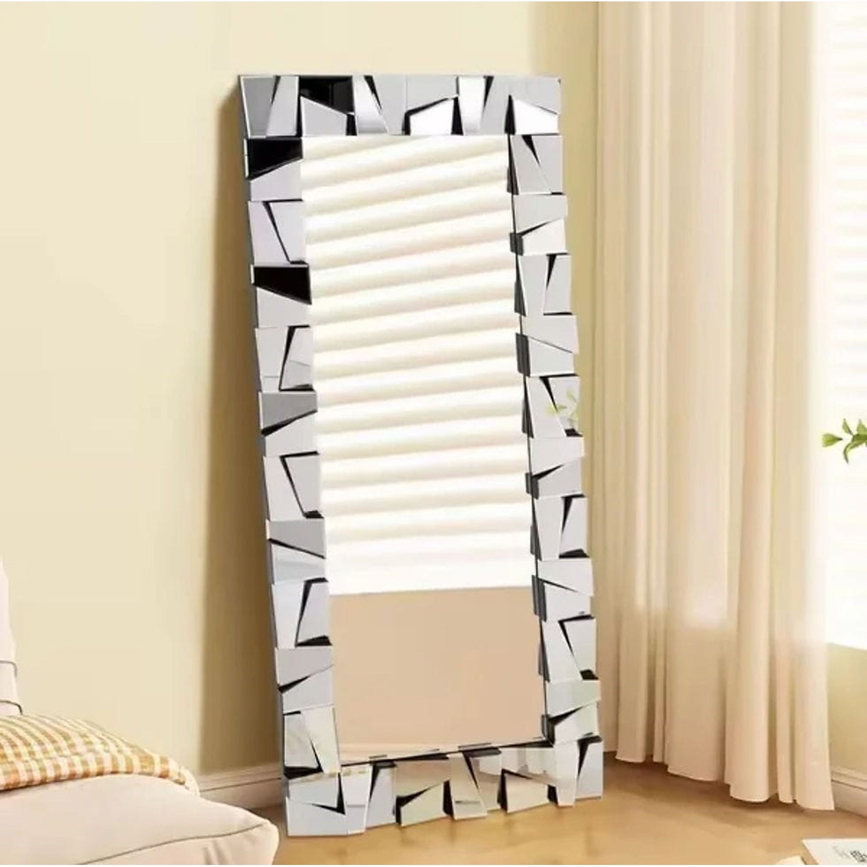 Glam Rectangle Full Length Floor Mirror - Silver