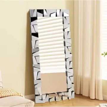 Glam Rectangle Full Length Floor Mirror - Silver