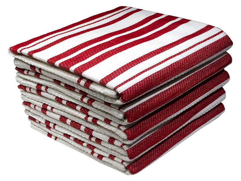 Multipurpose, Easy Fit, Absorbent Kitchen Towel - Design 2347 - 056x080cms - (05 Pc Pack) - Stripes - High Risk Red