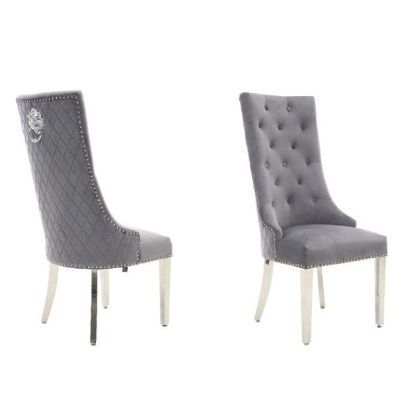 Paula High Back Dining Chairs Grey/Silver