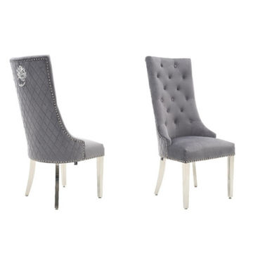 Paula High Back Dining Chairs Grey/Silver
