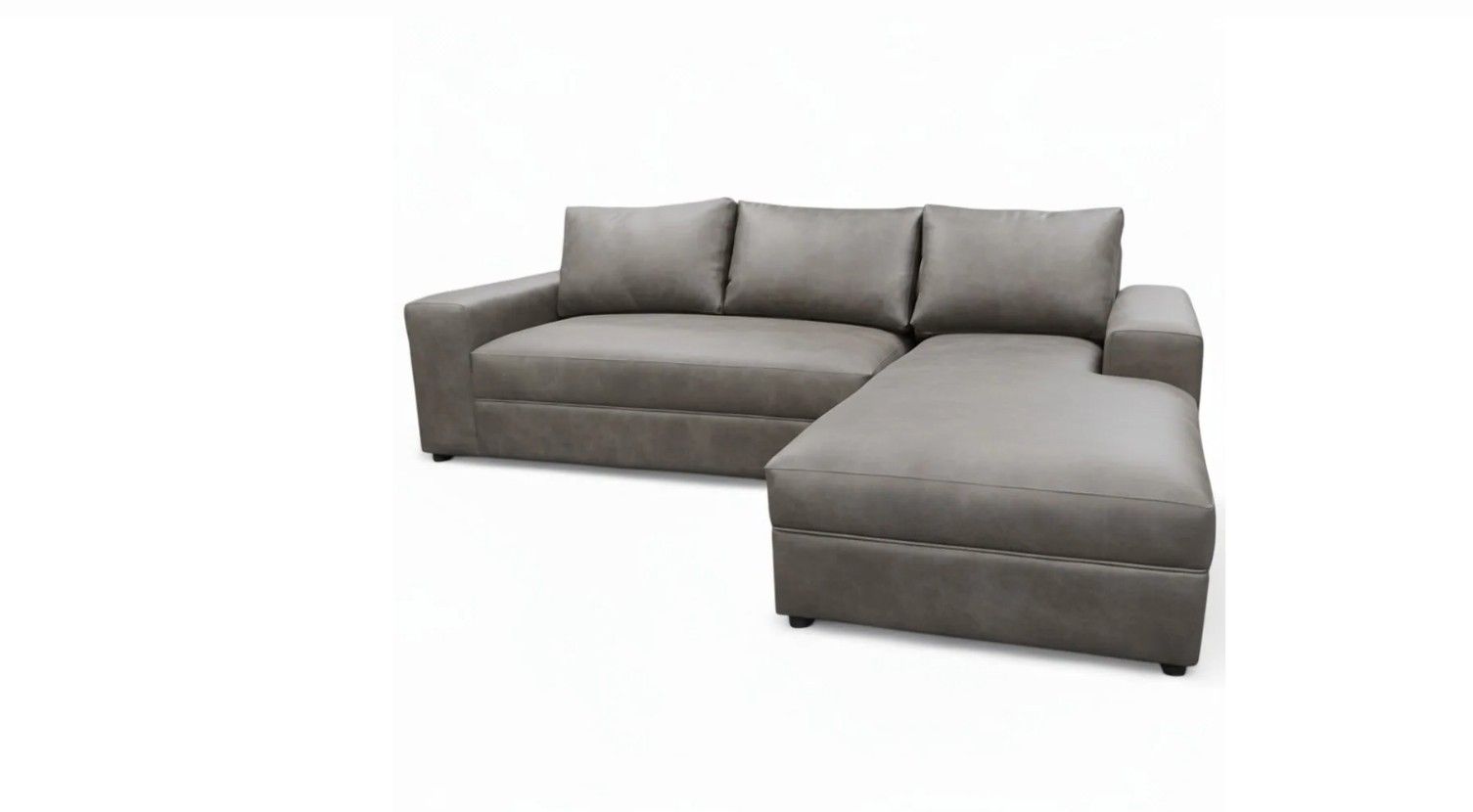 Chamberlin Leather Couch Grey Left Sided