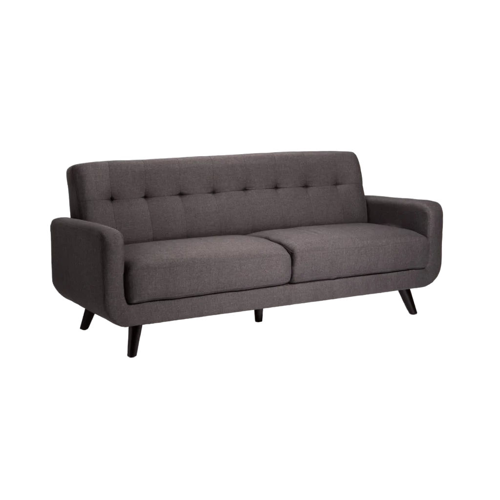 Vividitto - Luna Fabric 3 Seater Couch - Dark Grey/Dark Leg