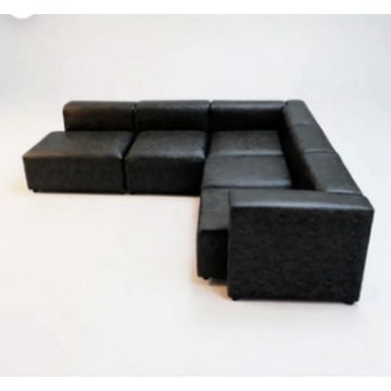 Lucia Modular Leather Sofa Black Right Sided