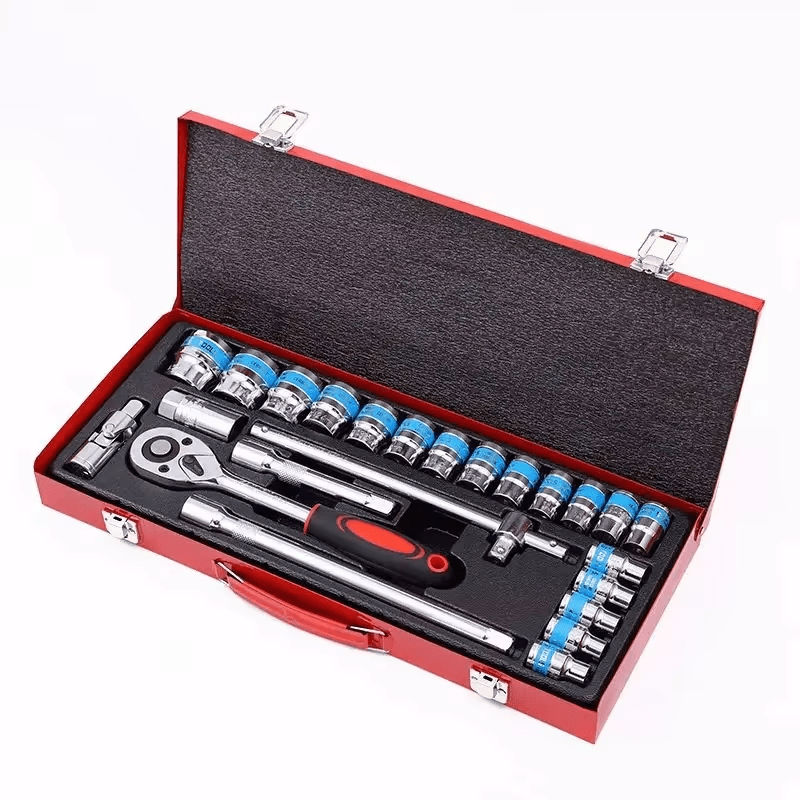 24Pcs 1/2″ Socket Ratchet Wrench Combination Tool Kit Set