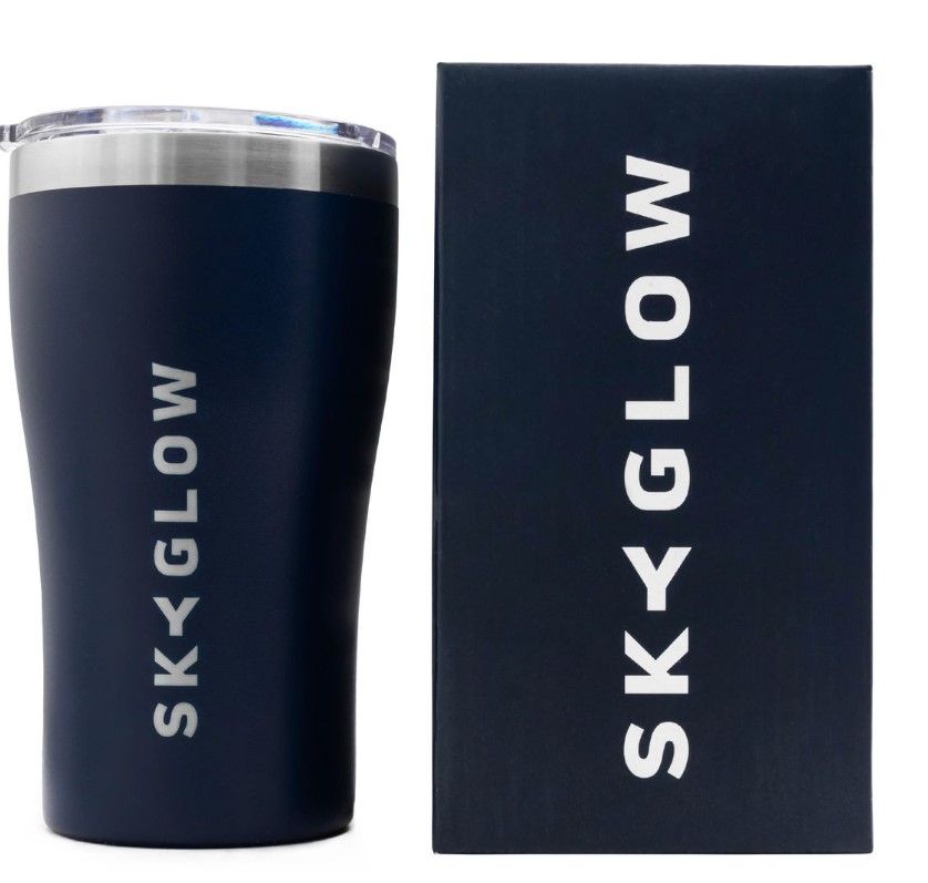 SkyGlow Travel Mug Steel Tumbler with Lid ,Double-Wall Coffee Mug Thermos - Navy