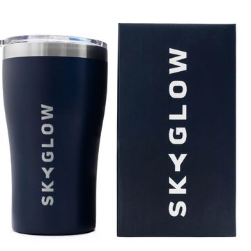 SkyGlow Travel Mug Steel Tumbler with Lid ,Double-Wall Coffee Mug Thermos - Navy