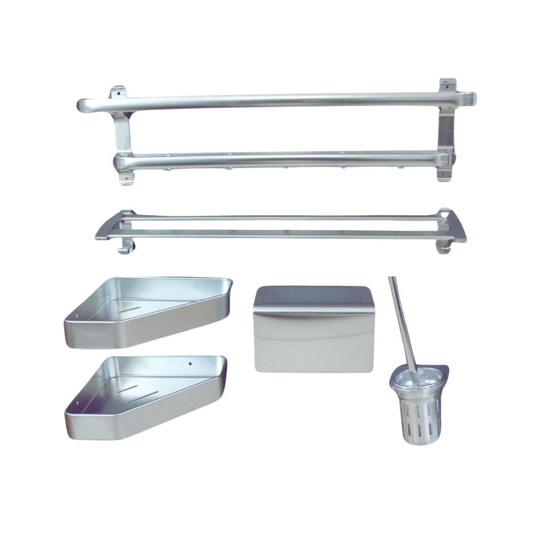 BATHROOM ACCESSORIES 5PC SET - SILVER
