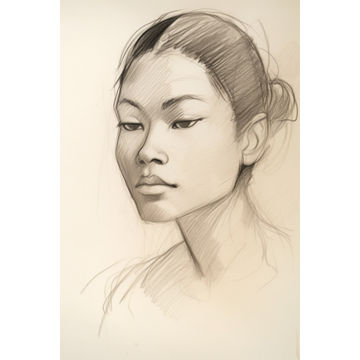 Canvas Wall Art - Light Sketch Woman Pacific Islander Descent - A1527 - [120 x 80 cm]