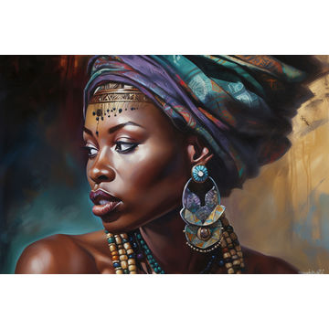Canvas Wall Art - African Woman in Traditional Attire - A1486 - [120 x 80 cm]