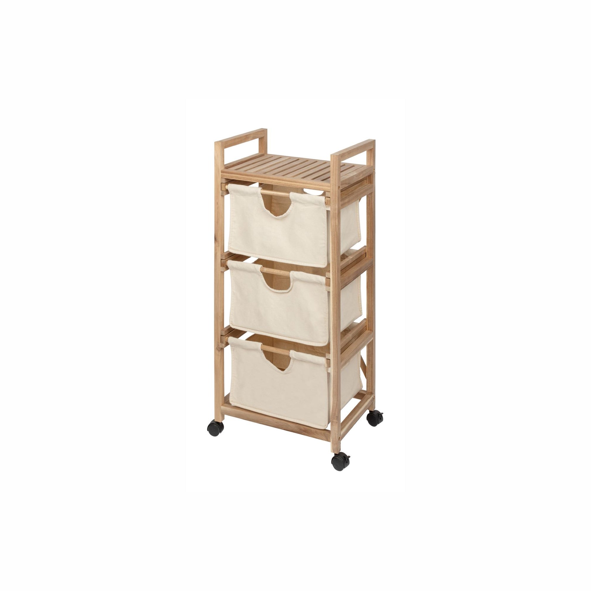 Laundry Trolley 3 Drawers Acina Acacia Wood
