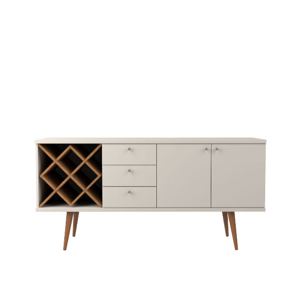 Liv Sideboard With Wine Rack -Off White/Natural