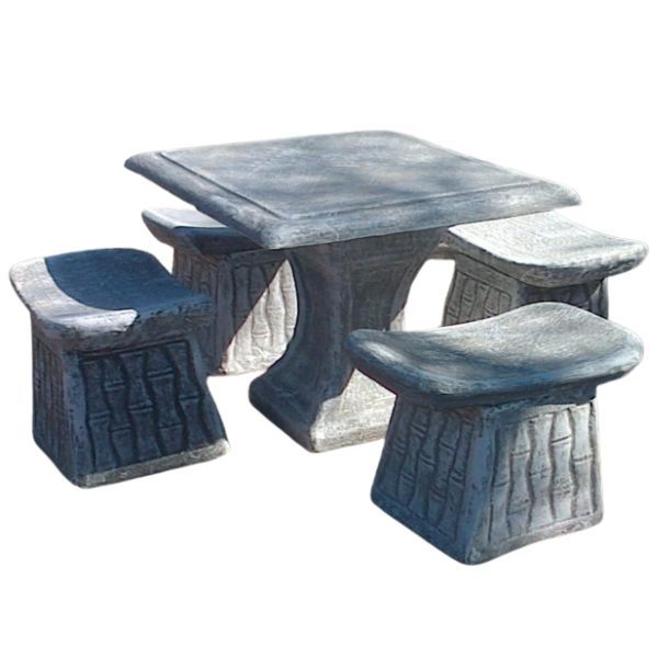 Small Zen Table & 4x Chinese Stools