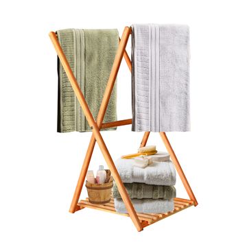 Modern  Clothes Rack Foldable Towel Coat Hanger Stand with Lower Shoe Shelf