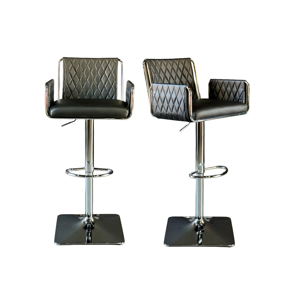 KC FURN – Marvin Set Of 2 Faux Leather Barstools (Black)